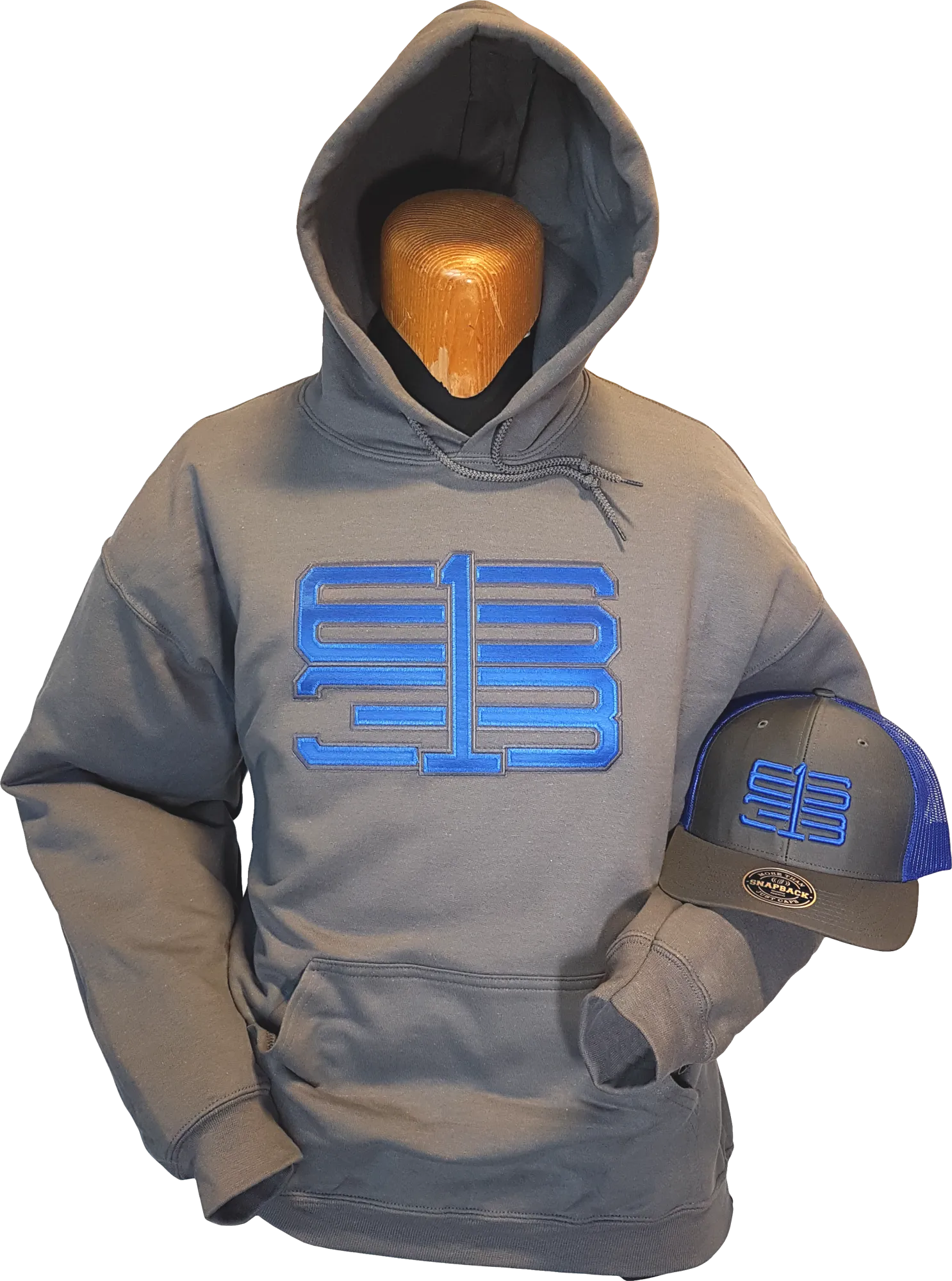 Six One 3 Interlok Hoodie Charcoal Royal Blue