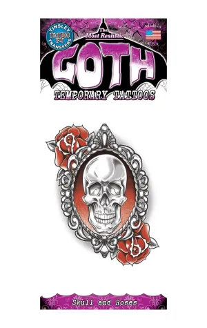 Skull and Roses Goth Temp Tattoo