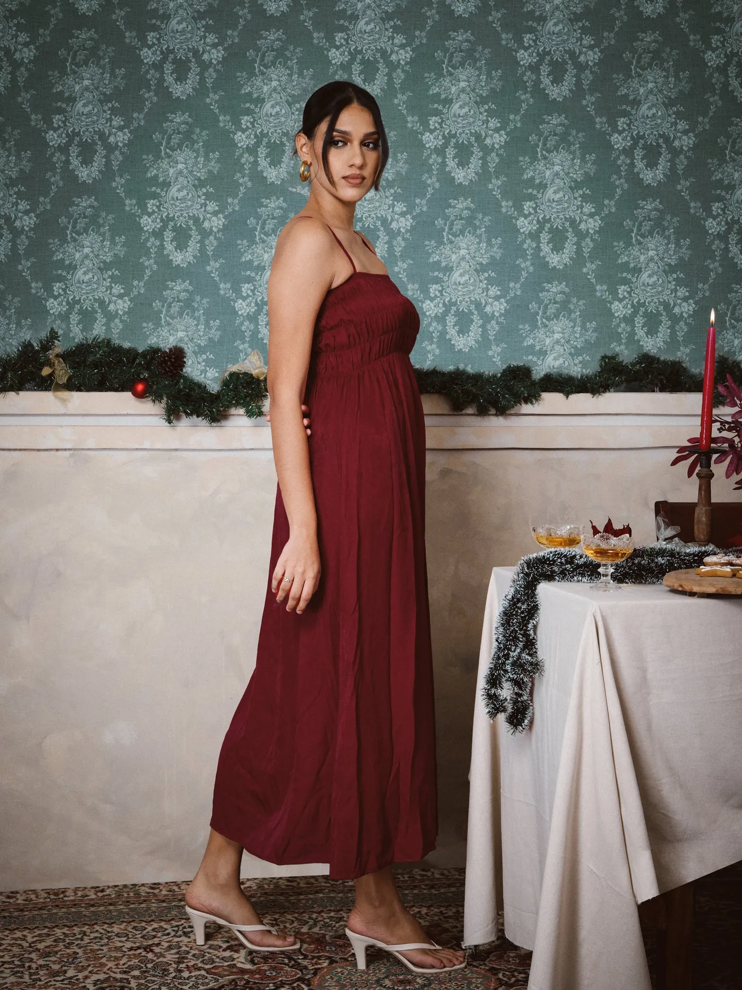 Smocking Detail Maxi Dress
