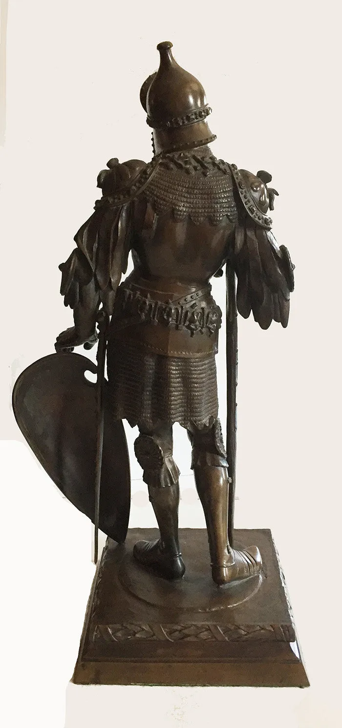 SOLD After Peter Vischer Bronze Figure, Gothic King Theodoric, 20th Century in Gothic Style