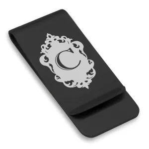 Stainless Steel Royal Crest Alphabet Letter C initial Classic Slim Money Clip