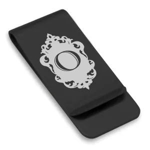 Stainless Steel Royal Crest Alphabet Letter O initial Classic Slim Money Clip