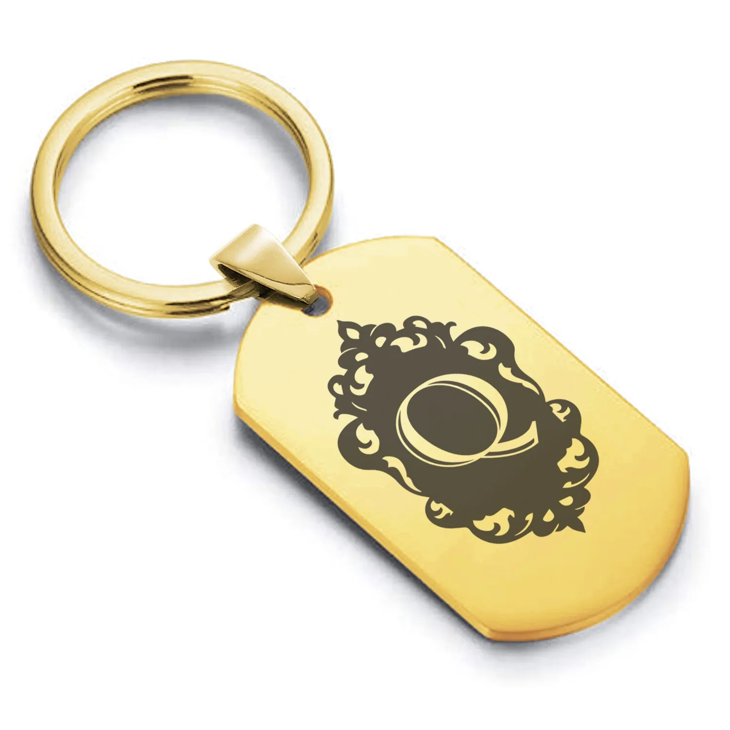 Stainless Steel Royal Crest Alphabet Letter Q initial Dog Tag Keychain