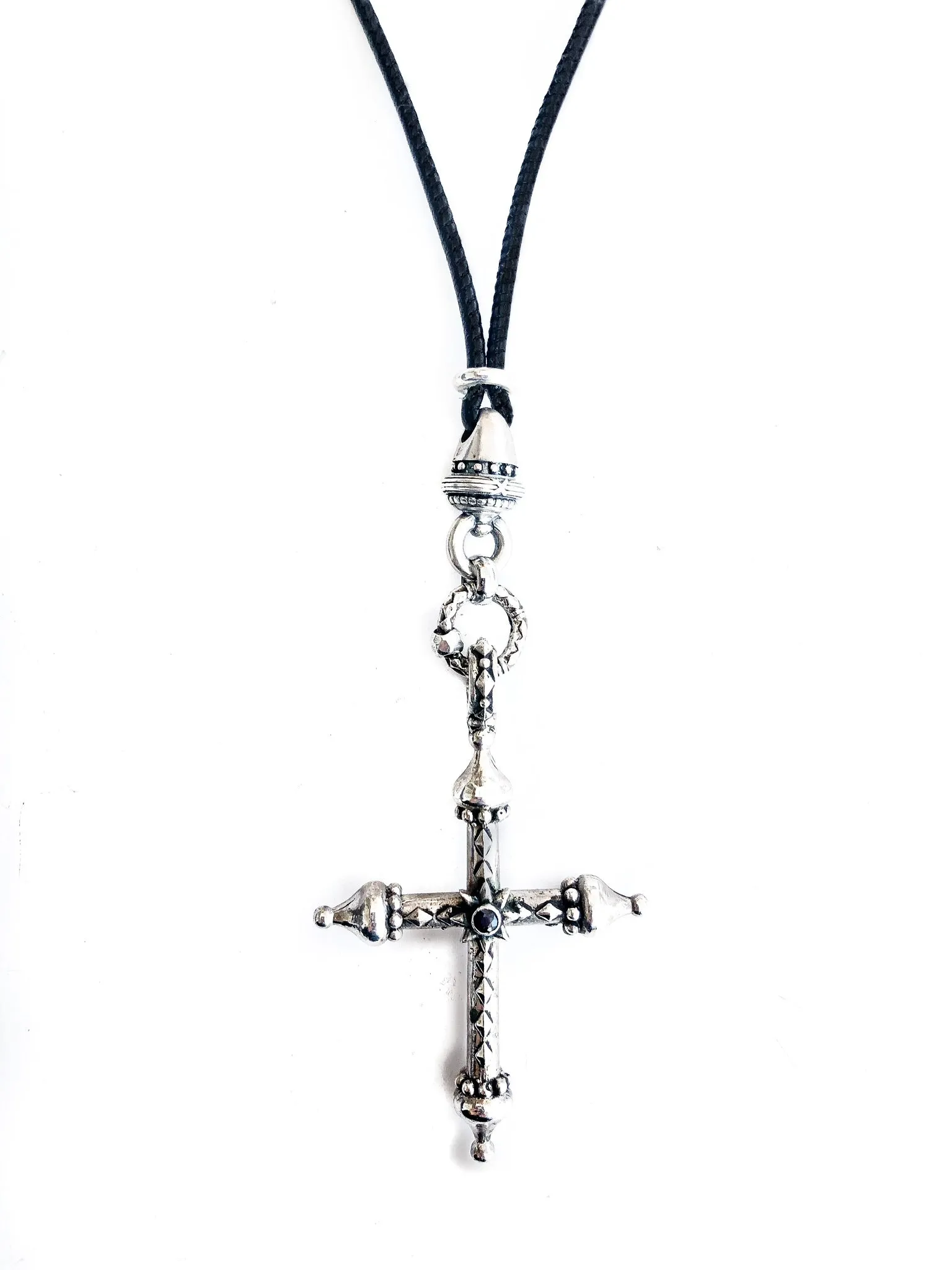 Sterling Medieval Cross on Leather