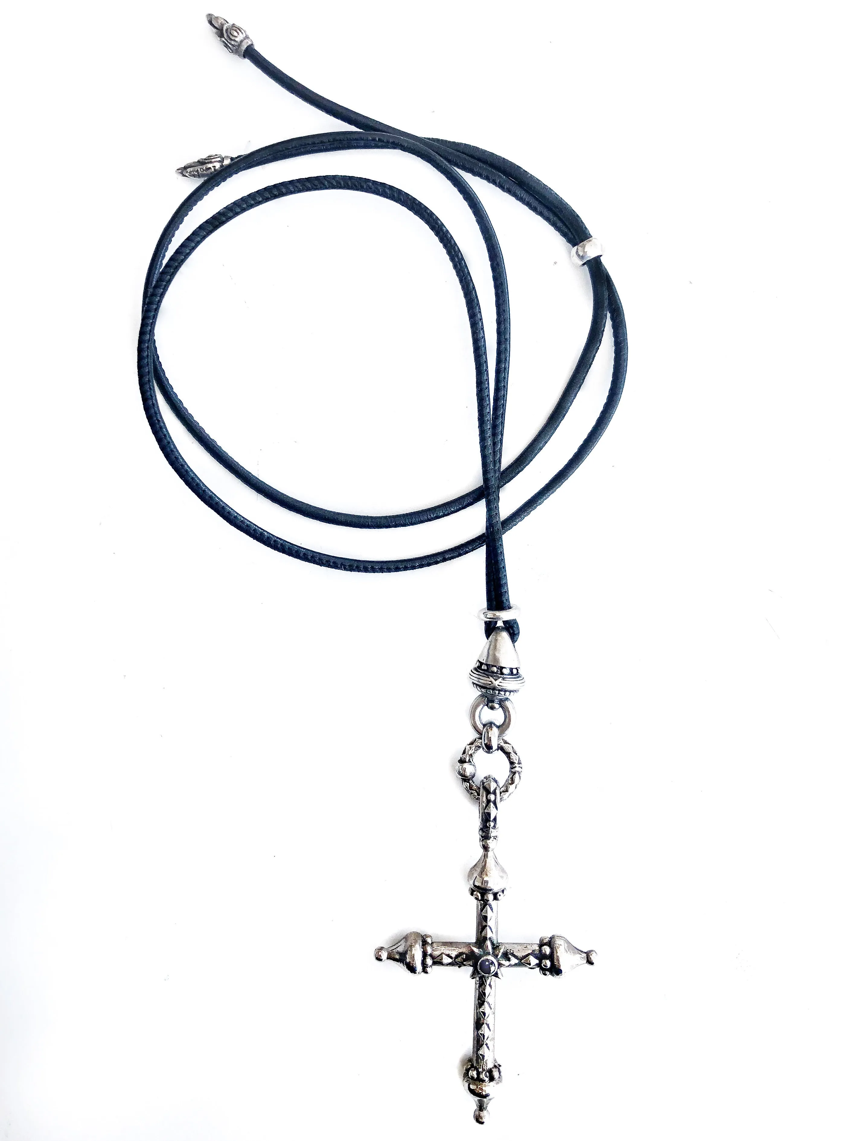 Sterling Medieval Cross on Leather