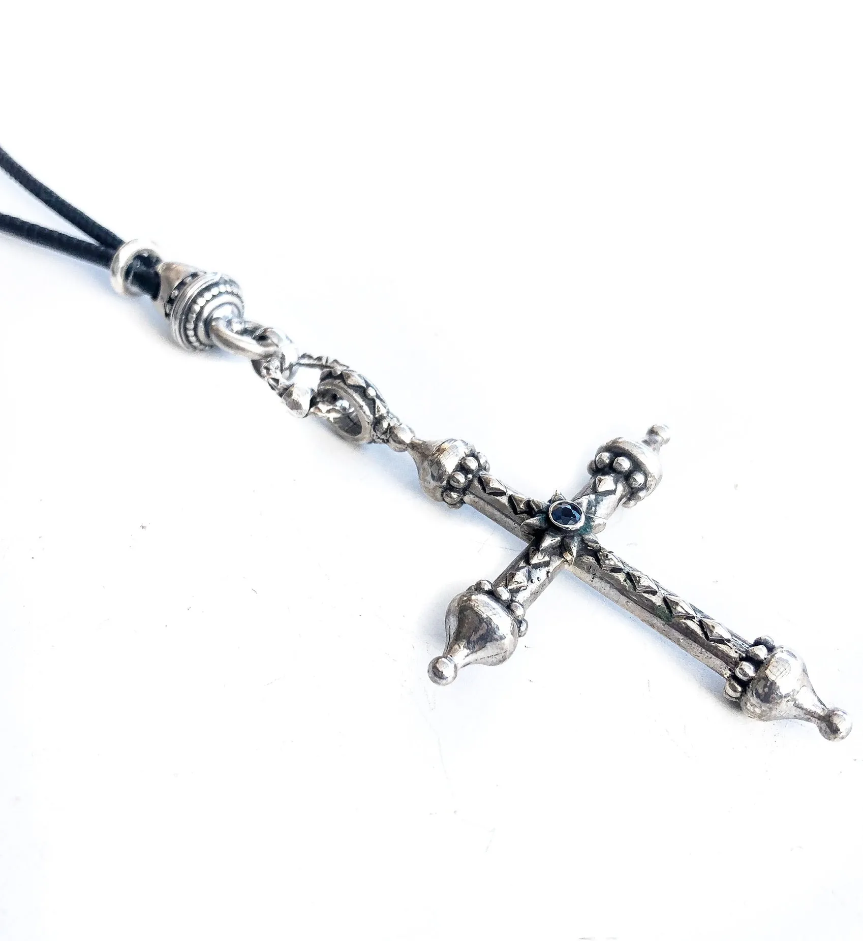 Sterling Medieval Cross on Leather