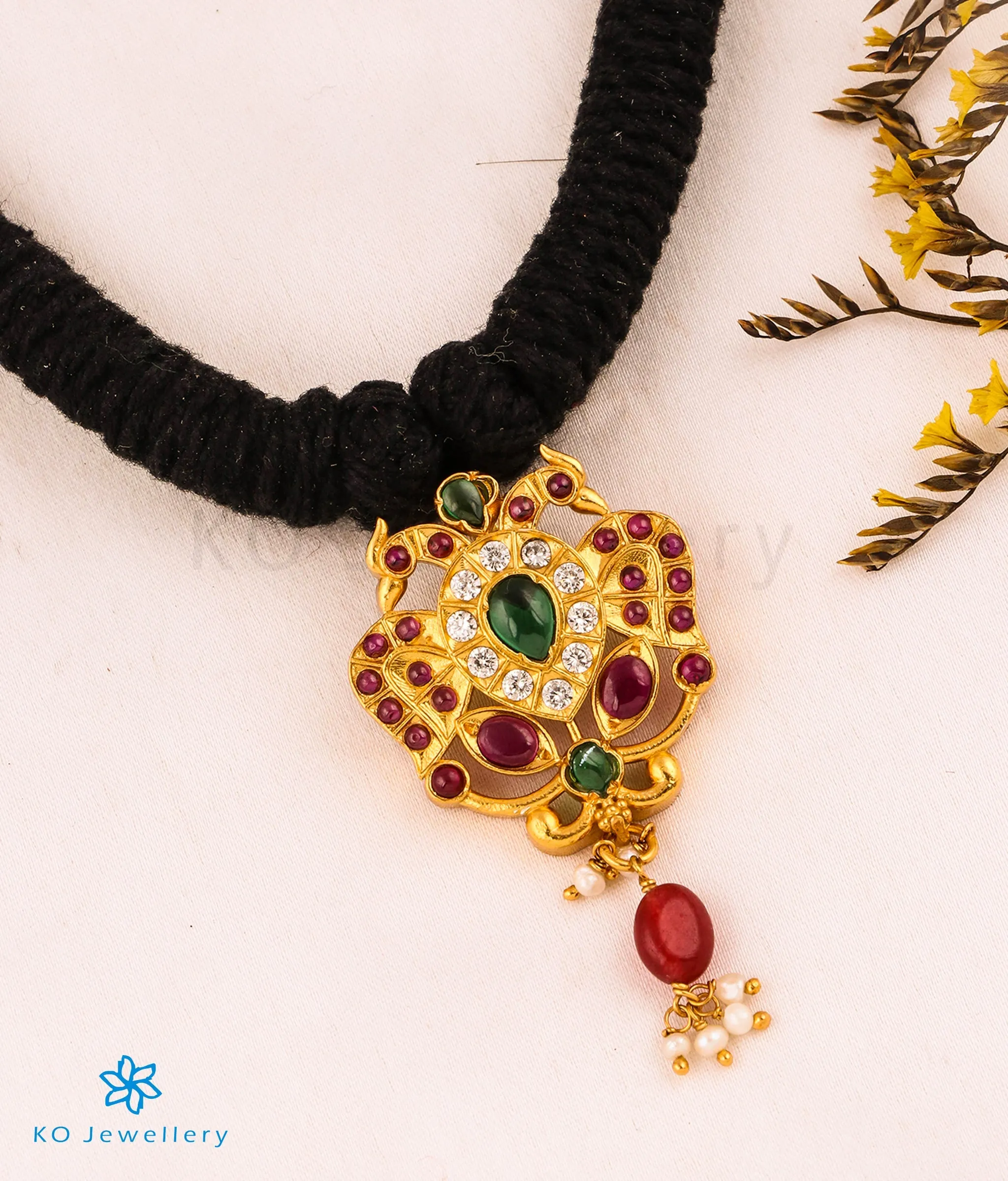 The Avani Gandaberunda Kemp Silver Thread Necklace (Black)