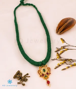 The Avani Gandaberunda Kemp Silver Thread Necklace (Green)