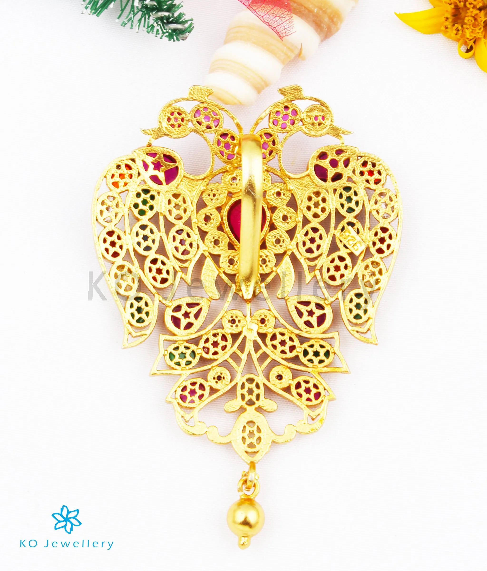 The Classic Gandaberunda Silver Navratna Pendant