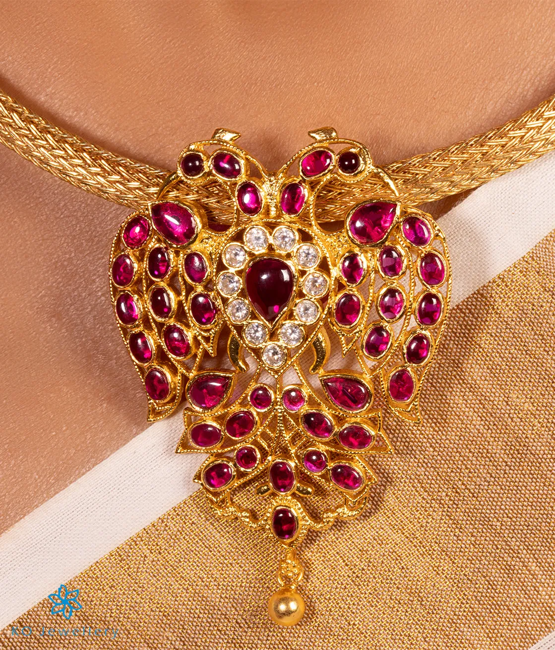 The Classic Gandaberunda Silver Necklace (Red)