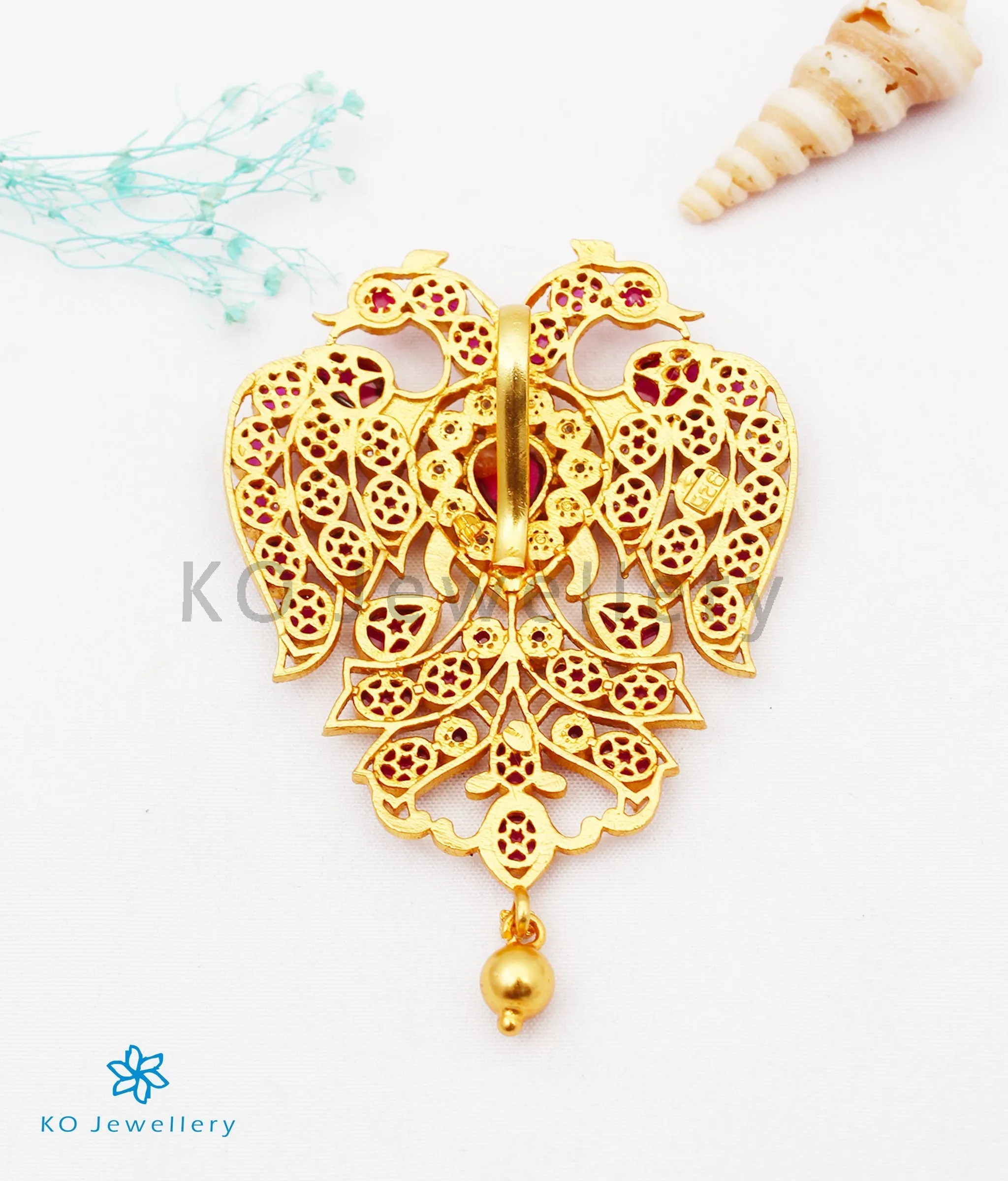 The Classic Gandaberunda Silver Pendant (Red)