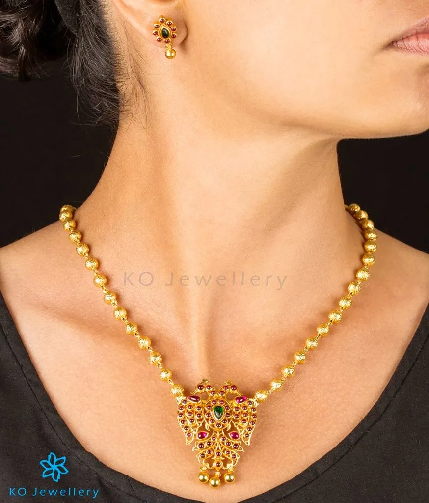 The Gandaberunda Silver Pendant (Small/Green)