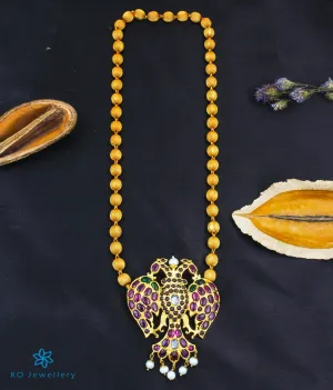 The Niyathi Gandaberunda Silver Beads  Necklace