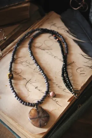 The Spellcaster Necklace | No.7. Hand-strung Cross Stone Beaded Necklace.