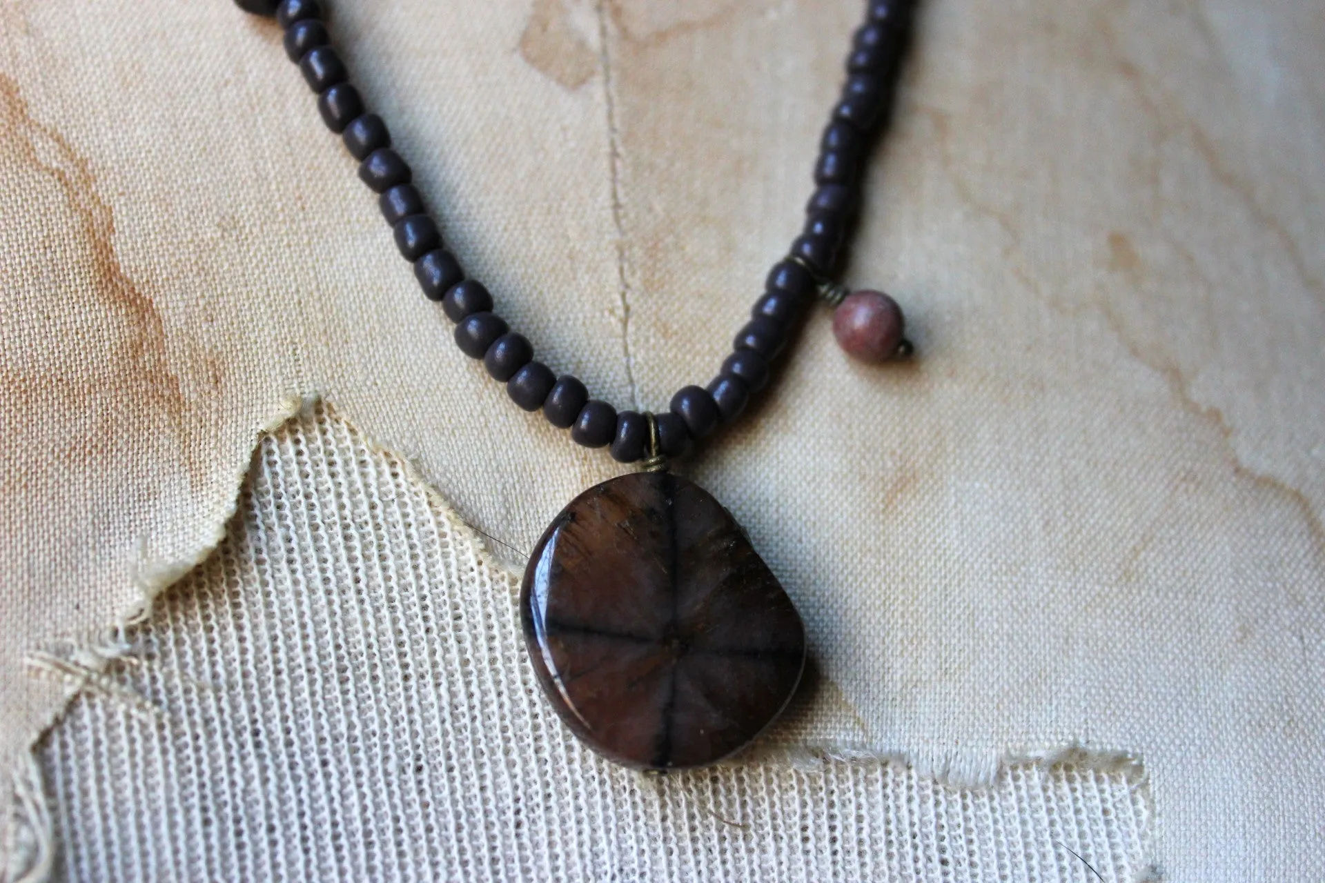 The Spellcaster Necklace | No.7. Hand-strung Cross Stone Beaded Necklace.