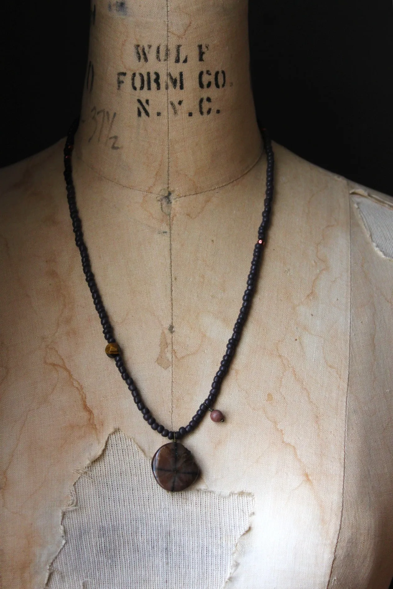The Spellcaster Necklace | No.7. Hand-strung Cross Stone Beaded Necklace.