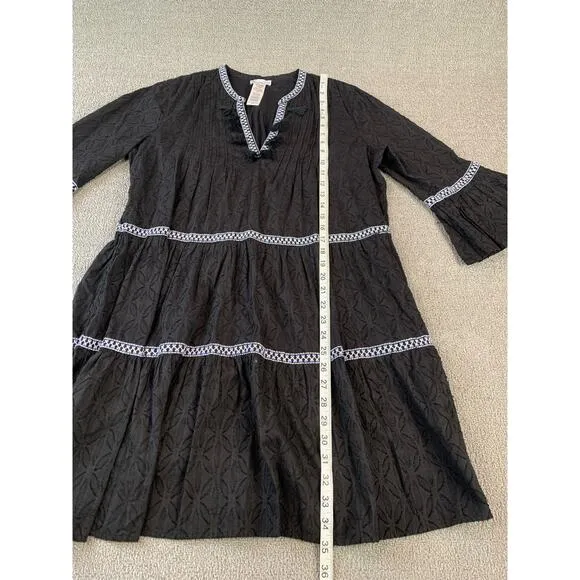 Tommy Bahama Dress Embroidered Bell Sleeve Boho Coastal Mini Size Medium