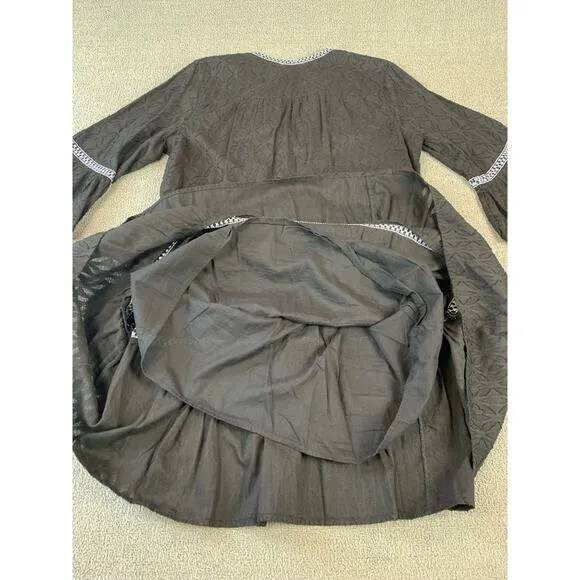 Tommy Bahama Dress Embroidered Bell Sleeve Boho Coastal Mini Size Medium
