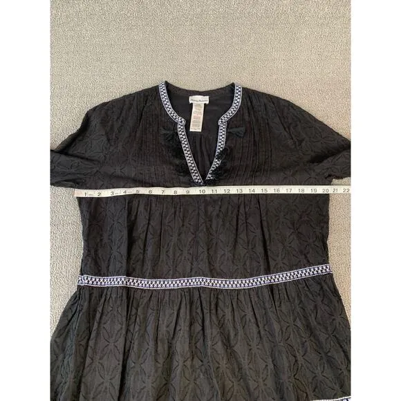 Tommy Bahama Dress Embroidered Bell Sleeve Boho Coastal Mini Size Medium