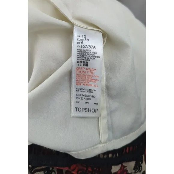 TOPSHOP Embroidered Midi Dress Floral Crochet Corset Balloon Sleeve Boho Sheer 6