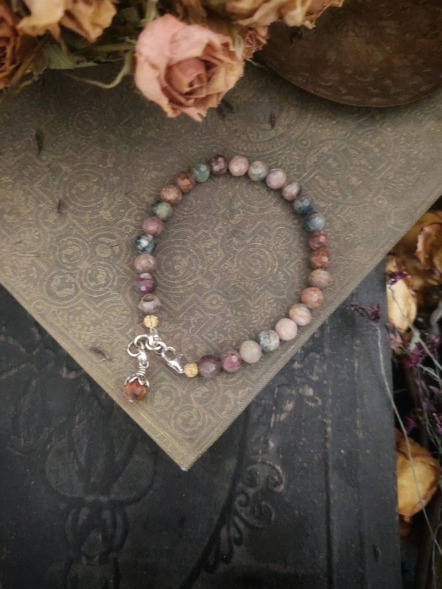 Tourmaline Beaded Necklace - Silver Fern Charm
