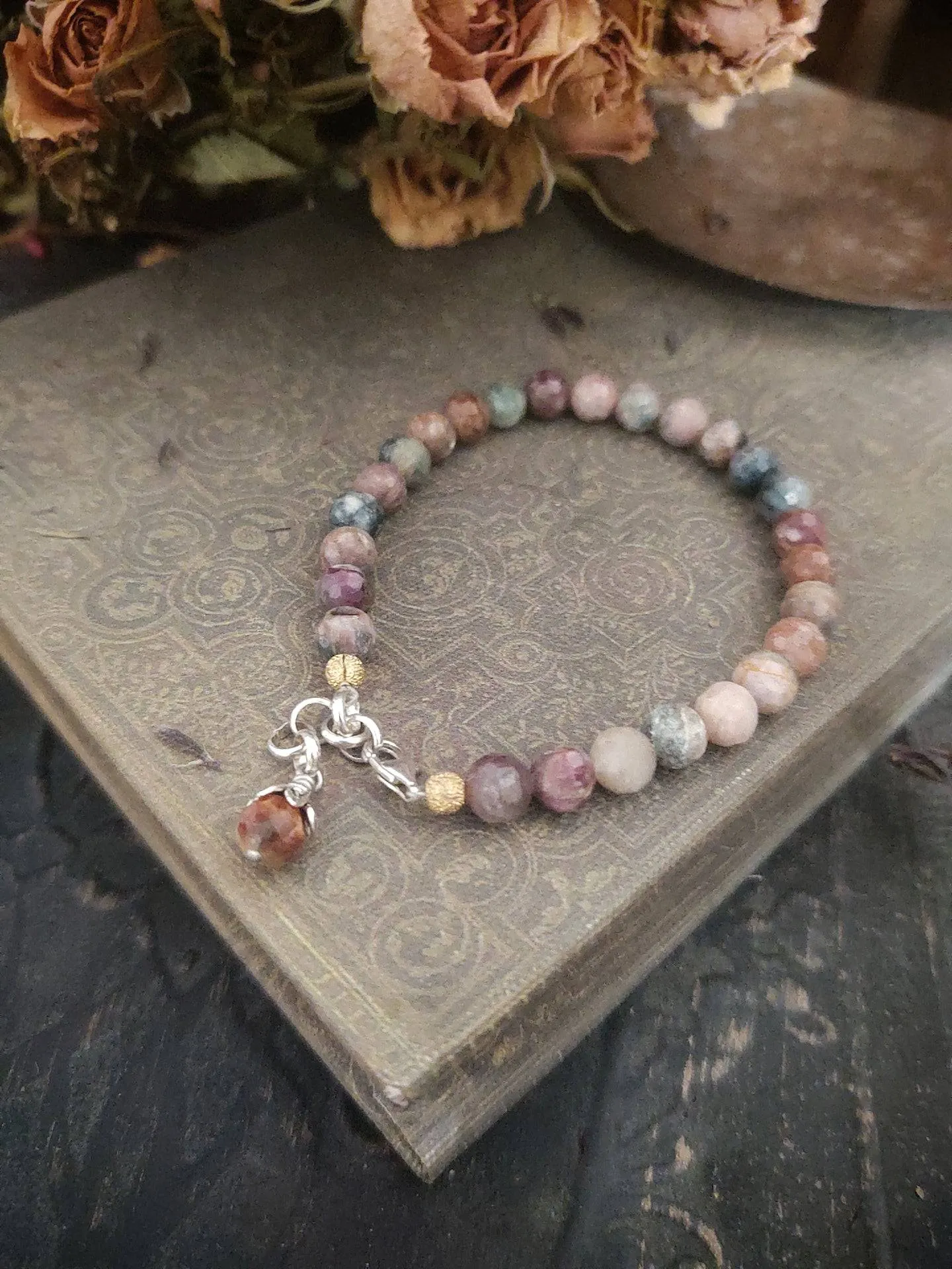Tourmaline Beaded Necklace - Silver Fern Charm