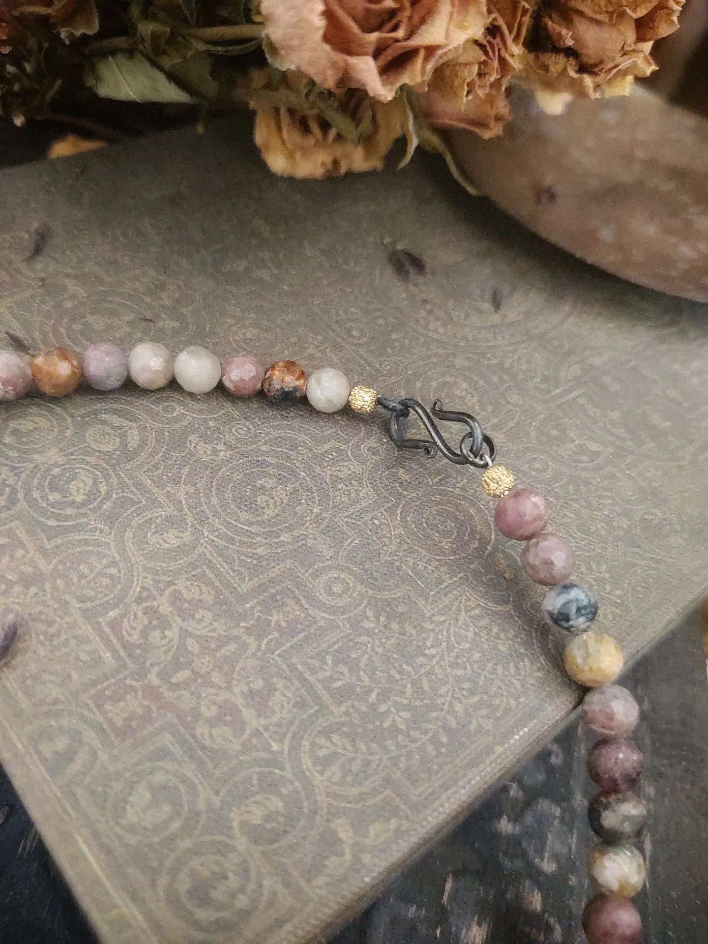 Tourmaline Beaded Necklace - Silver Fern Charm