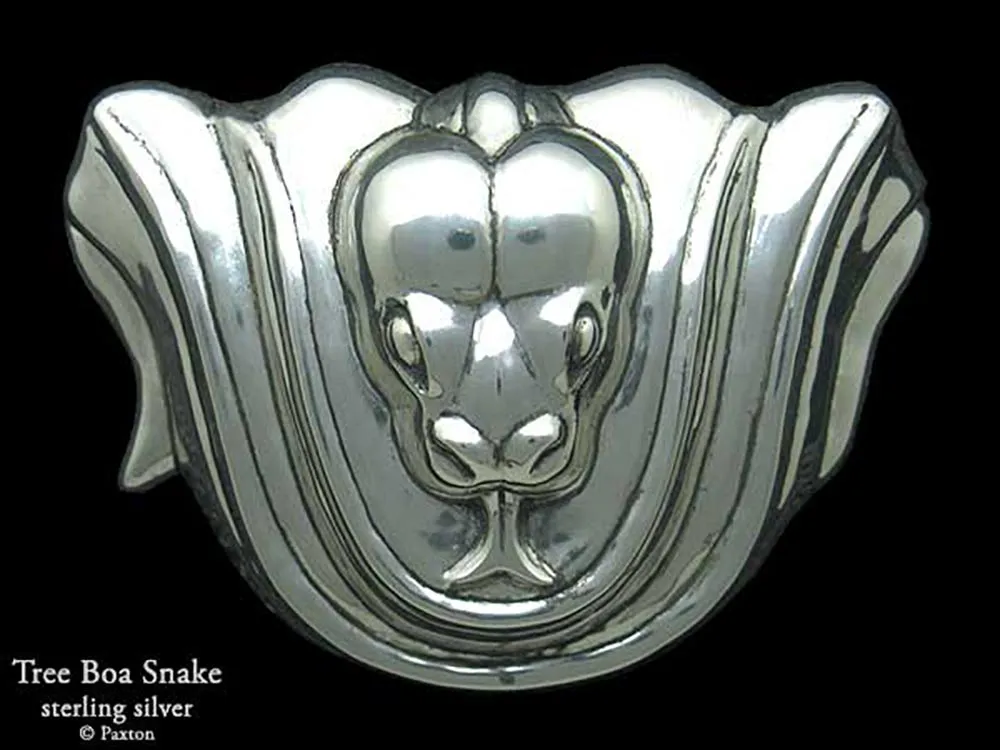 Tree Boa Snake Belt Buckle Sterling Silver