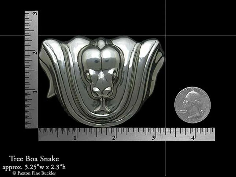 Tree Boa Snake Belt Buckle Sterling Silver