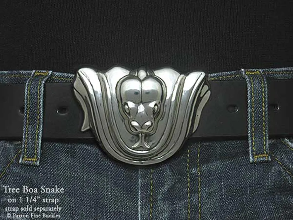Tree Boa Snake Belt Buckle Sterling Silver