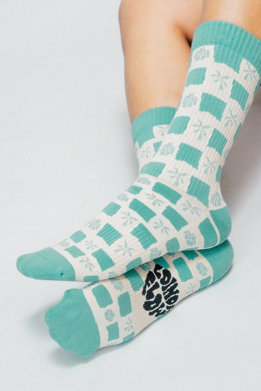 Tropical Checkers Knit Crew Sock by Loindaflow