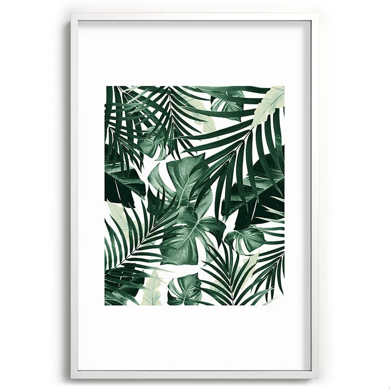 Tropical Jungle Leaves 4 Recessed Framing Rectangle
