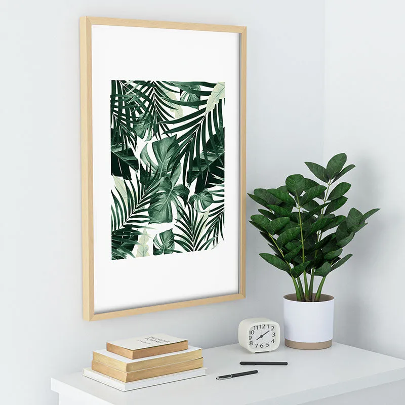 Tropical Jungle Leaves 4 Recessed Framing Rectangle