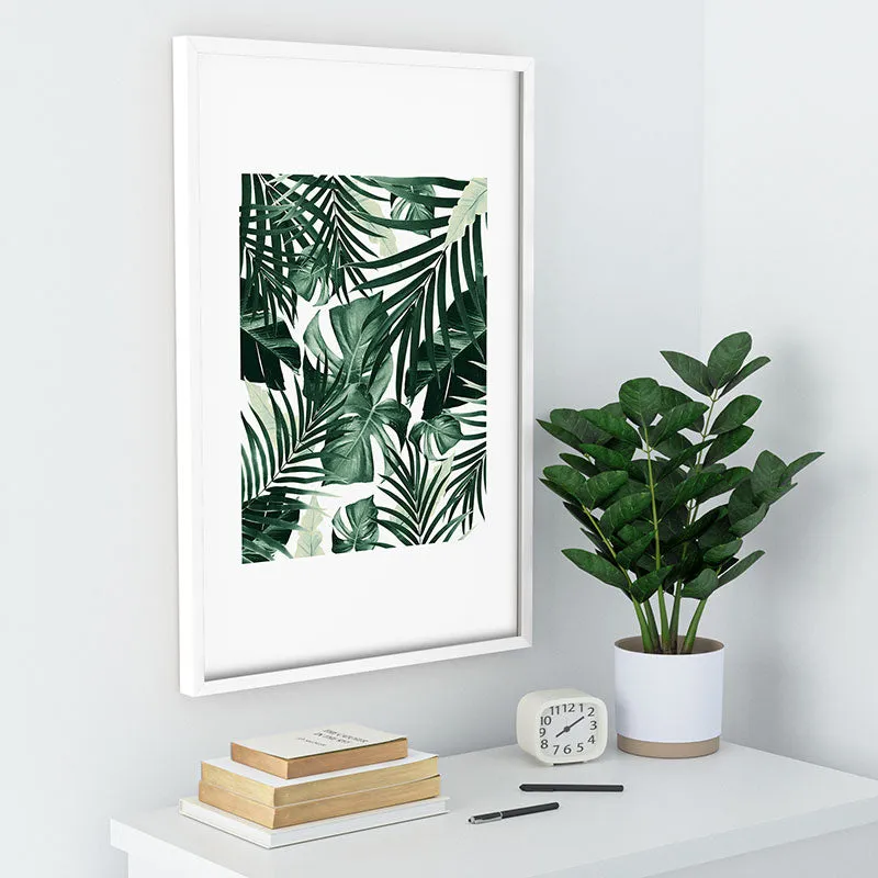 Tropical Jungle Leaves 4 Recessed Framing Rectangle