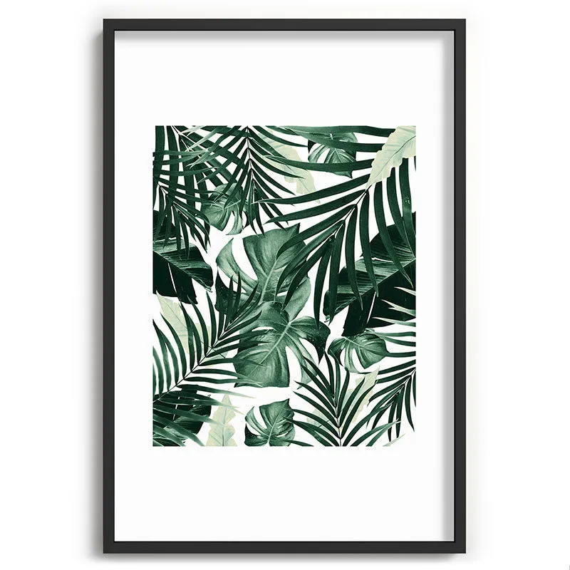 Tropical Jungle Leaves 4 Recessed Framing Rectangle