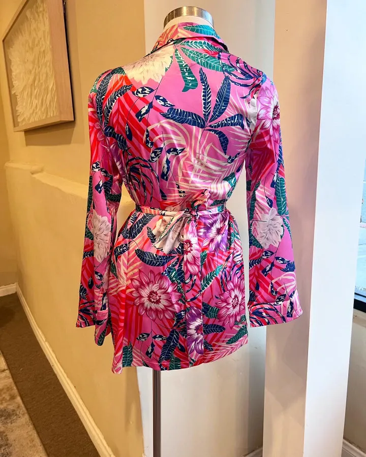 Tropical Print Satin Short Set