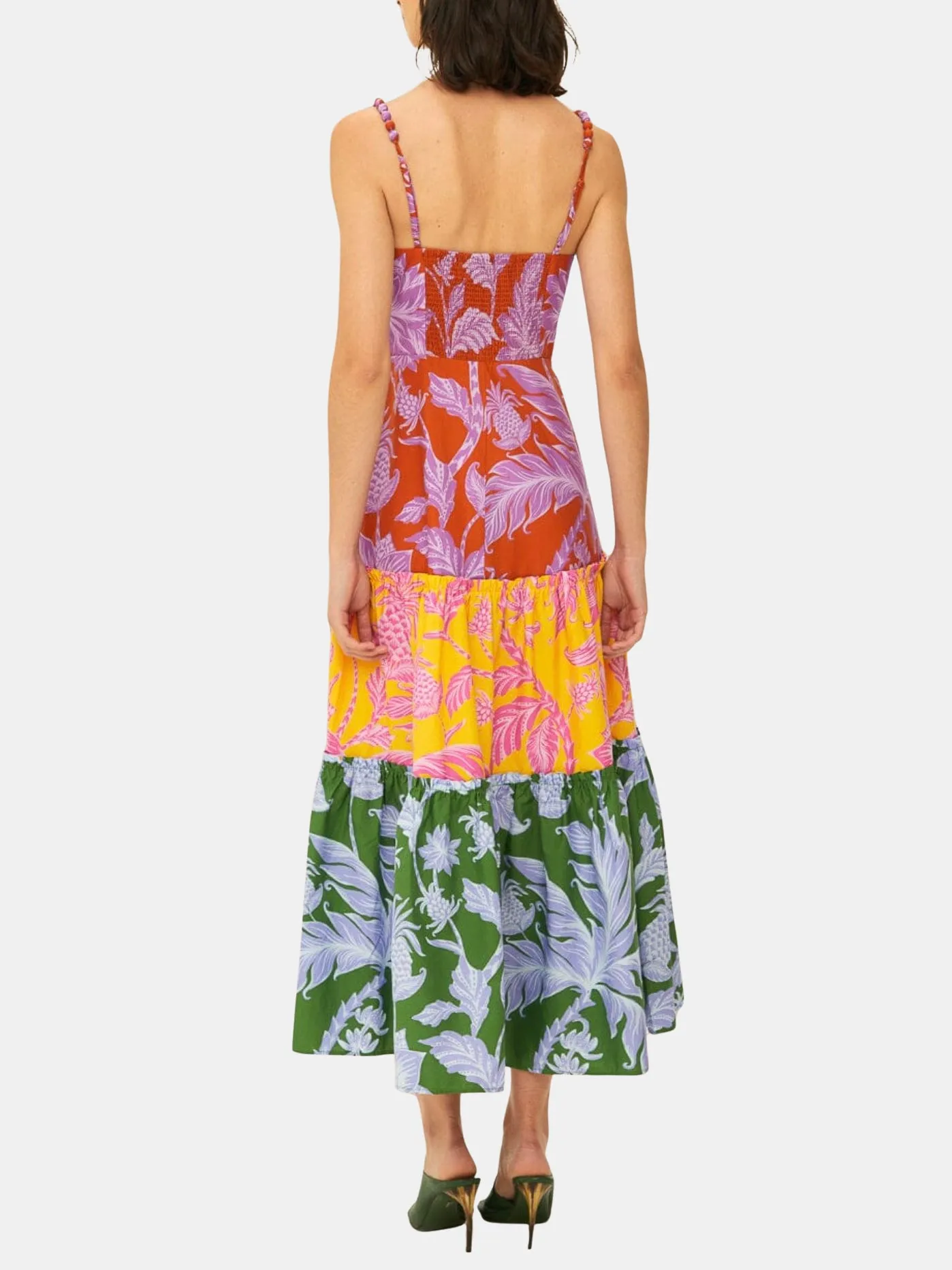 Tropical Swing Mix Midi Dress