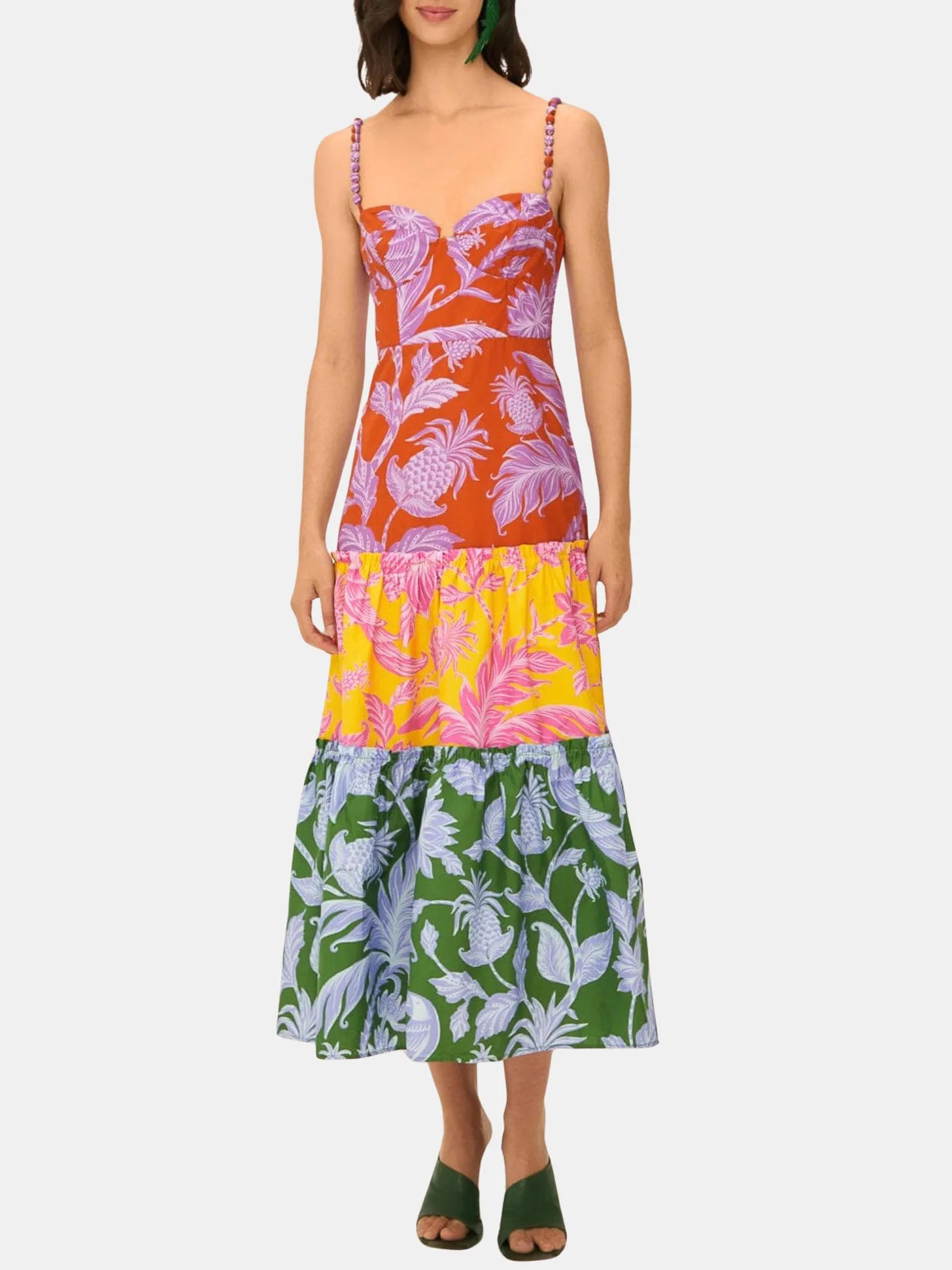 Tropical Swing Mix Midi Dress
