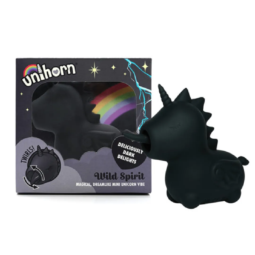 Unihorn Wild Spirit Vibrator with Lashing Tongue - Black