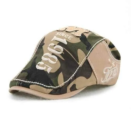 Unisex Cotton Camouflage Beret Hat Buckle Adjustable Paper Boy Military Cabbie Golf Gentleman Cap