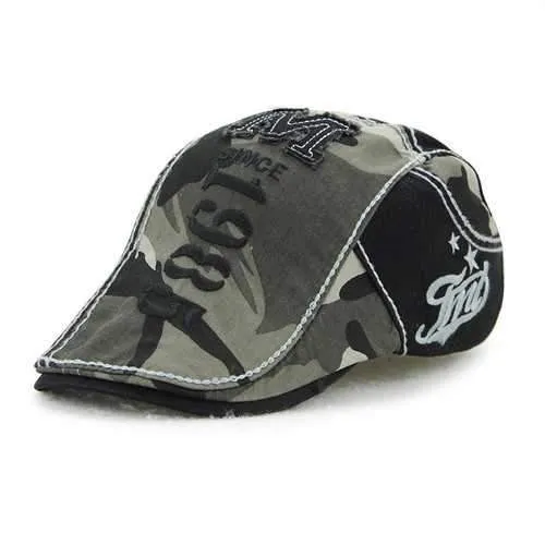 Unisex Cotton Camouflage Beret Hat Buckle Adjustable Paper Boy Military Cabbie Golf Gentleman Cap