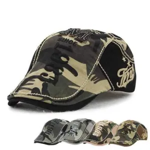Unisex Cotton Camouflage Beret Hat Buckle Adjustable Paper Boy Military Cabbie Golf Gentleman Cap