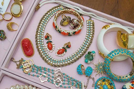 Vintage Turquoise and Quatrafoil Charm Multi Strand Bracelet