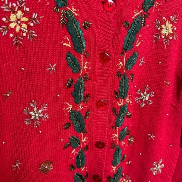 VTG Haband Beaded Christmas Cardigan Sweater - H20