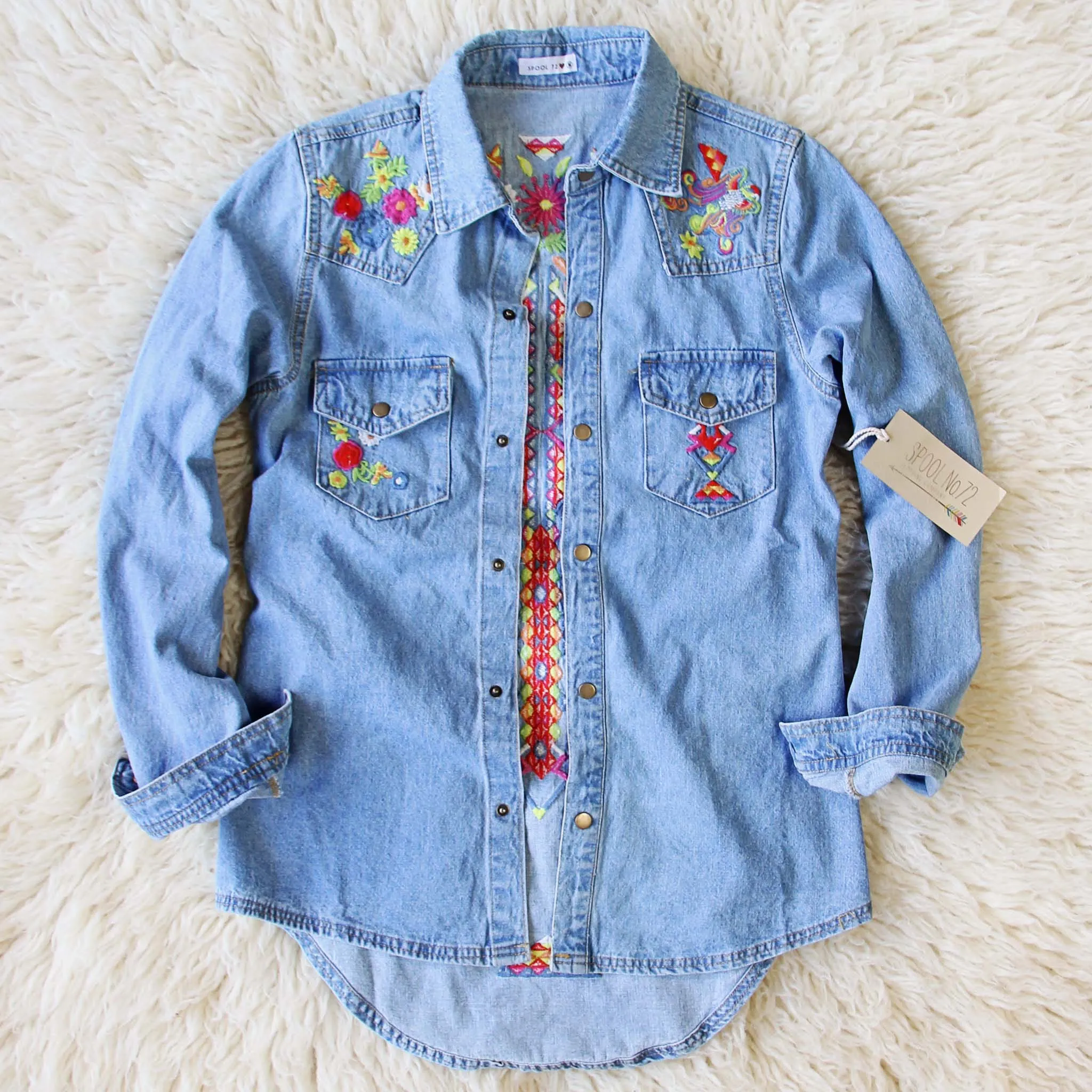 Wanderlust Embroidered Denim Top