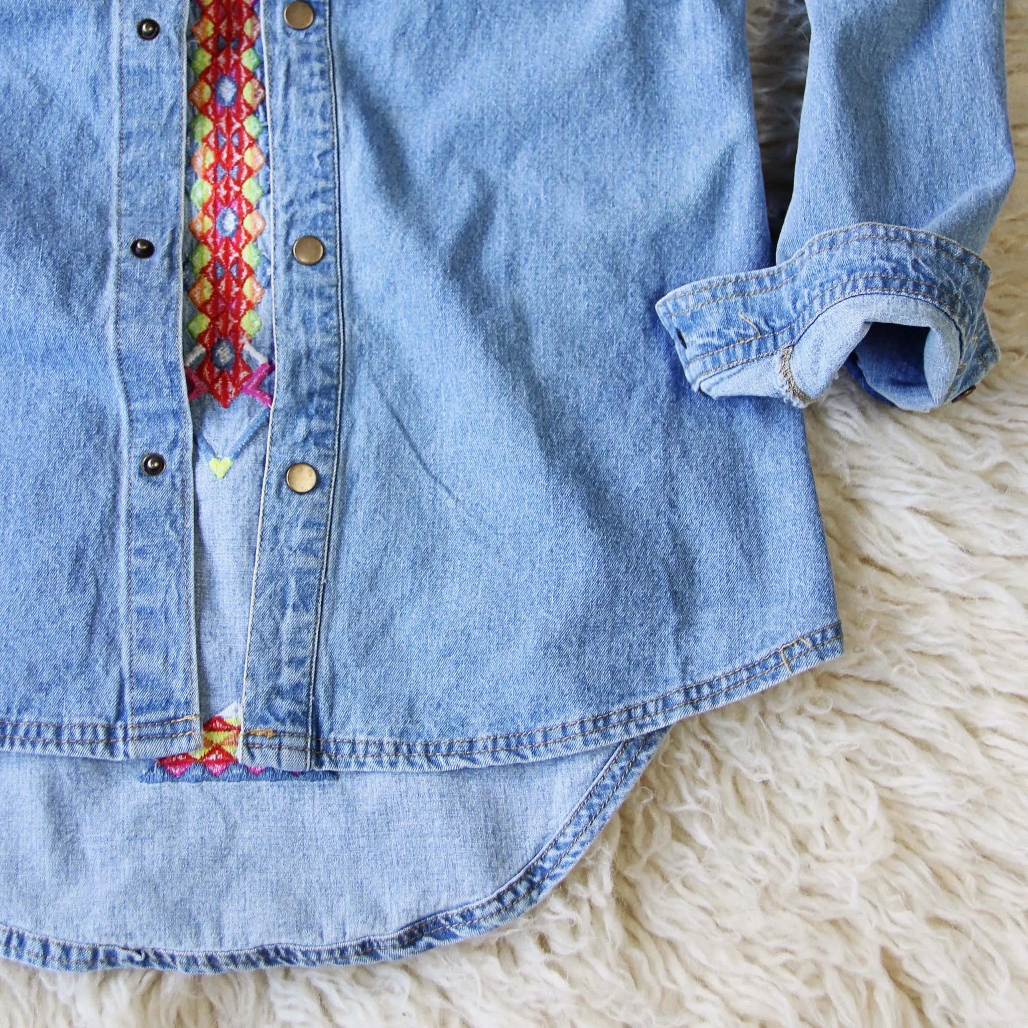 Wanderlust Embroidered Denim Top