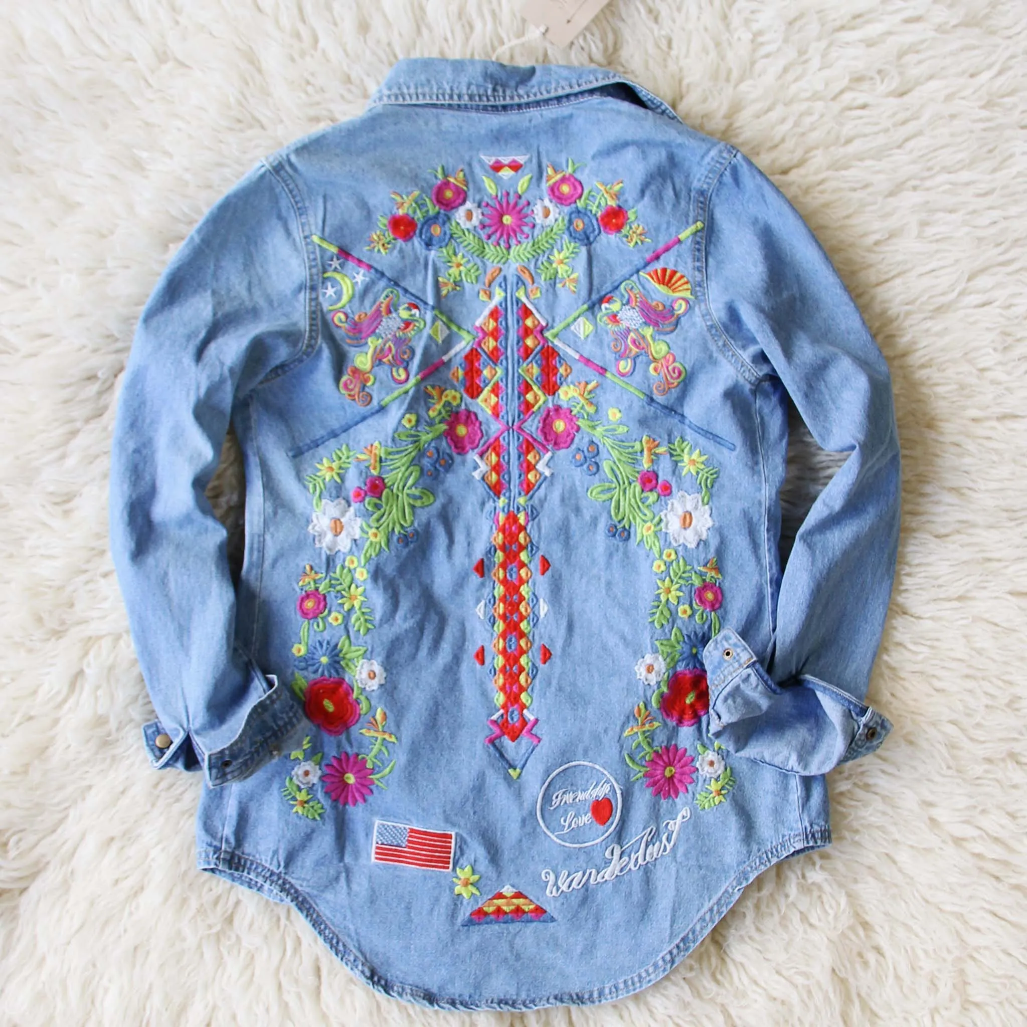 Wanderlust Embroidered Denim Top
