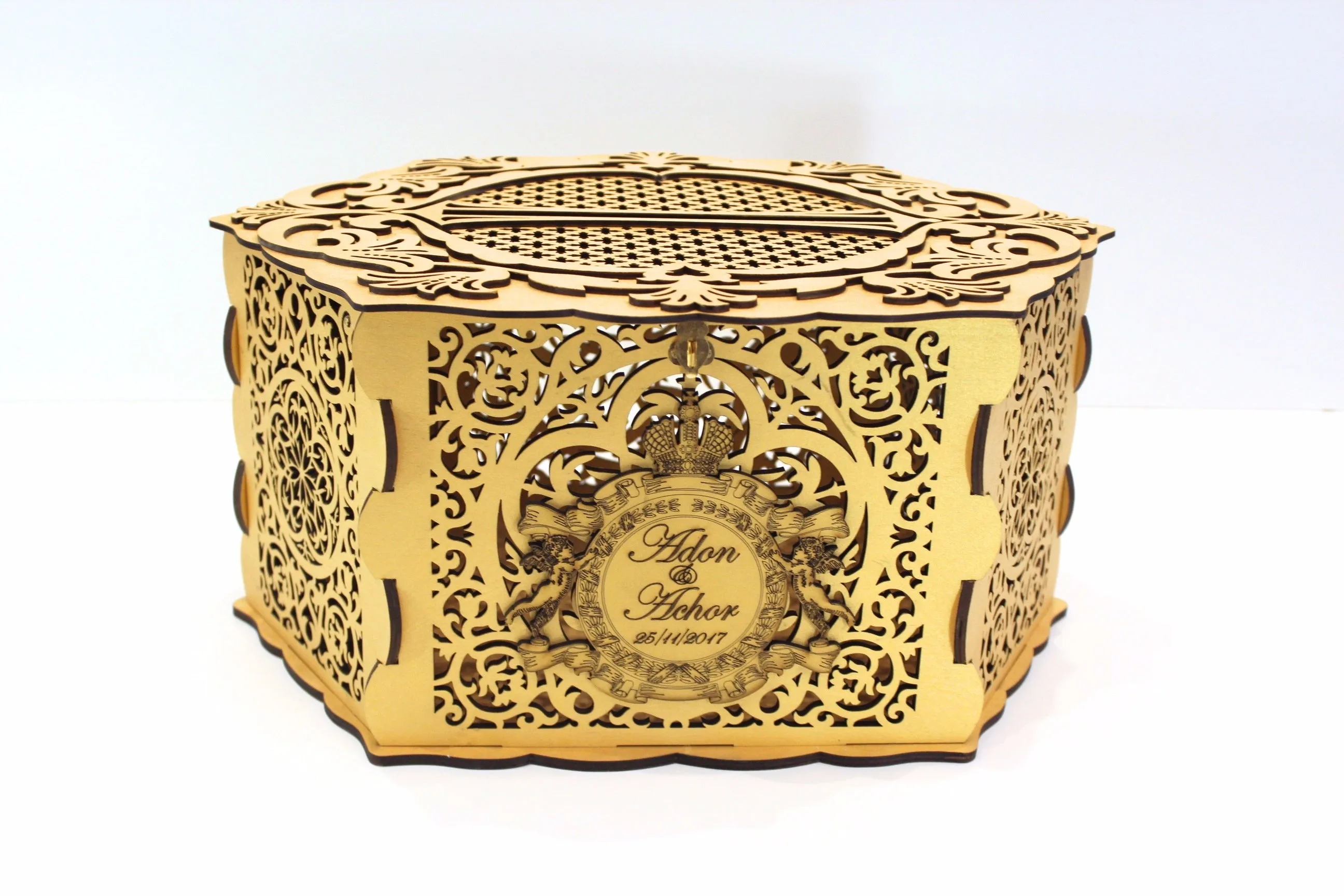 Wedding Card Box Elegant With Lock and Slot, Money Gifts Box Handmade