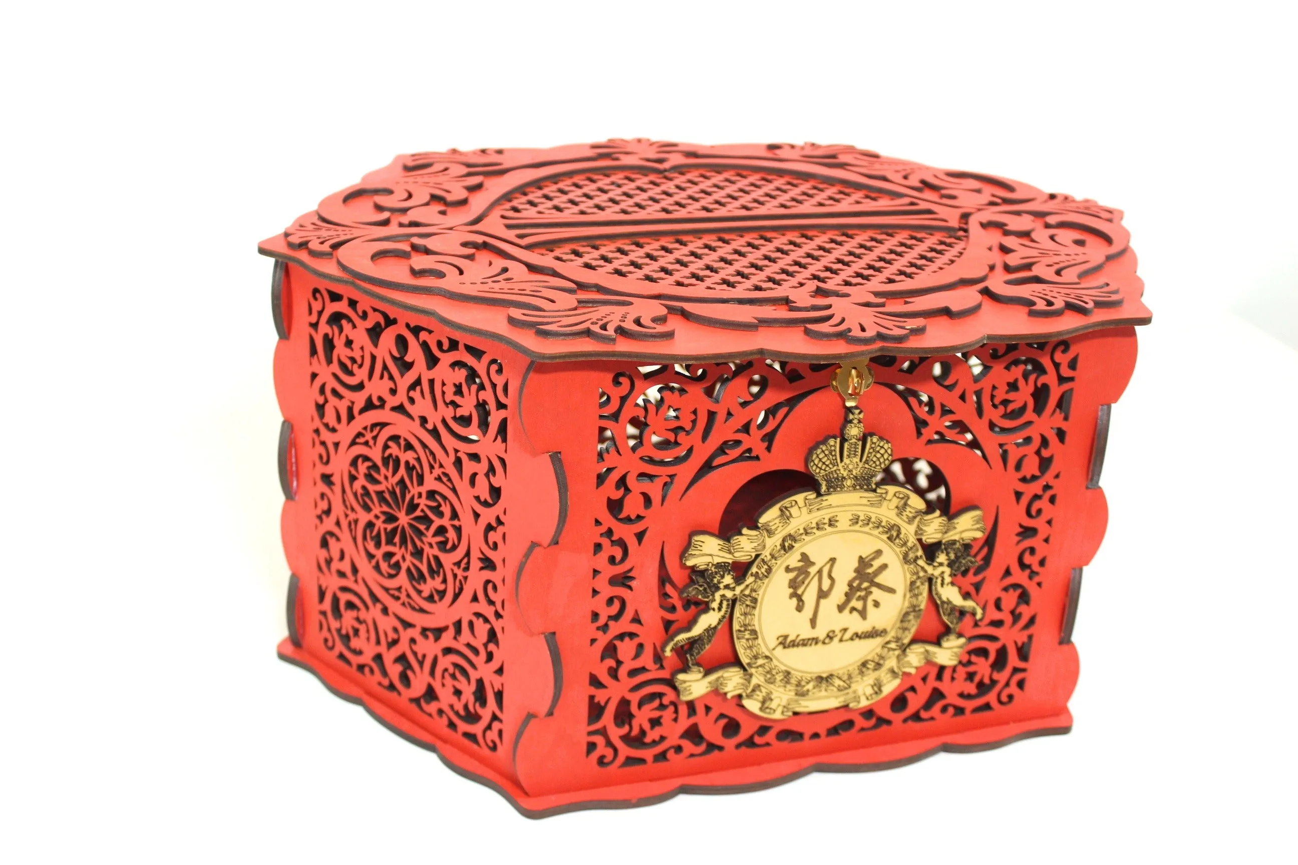 Wedding Card Box Elegant With Lock and Slot, Money Gifts Box Handmade