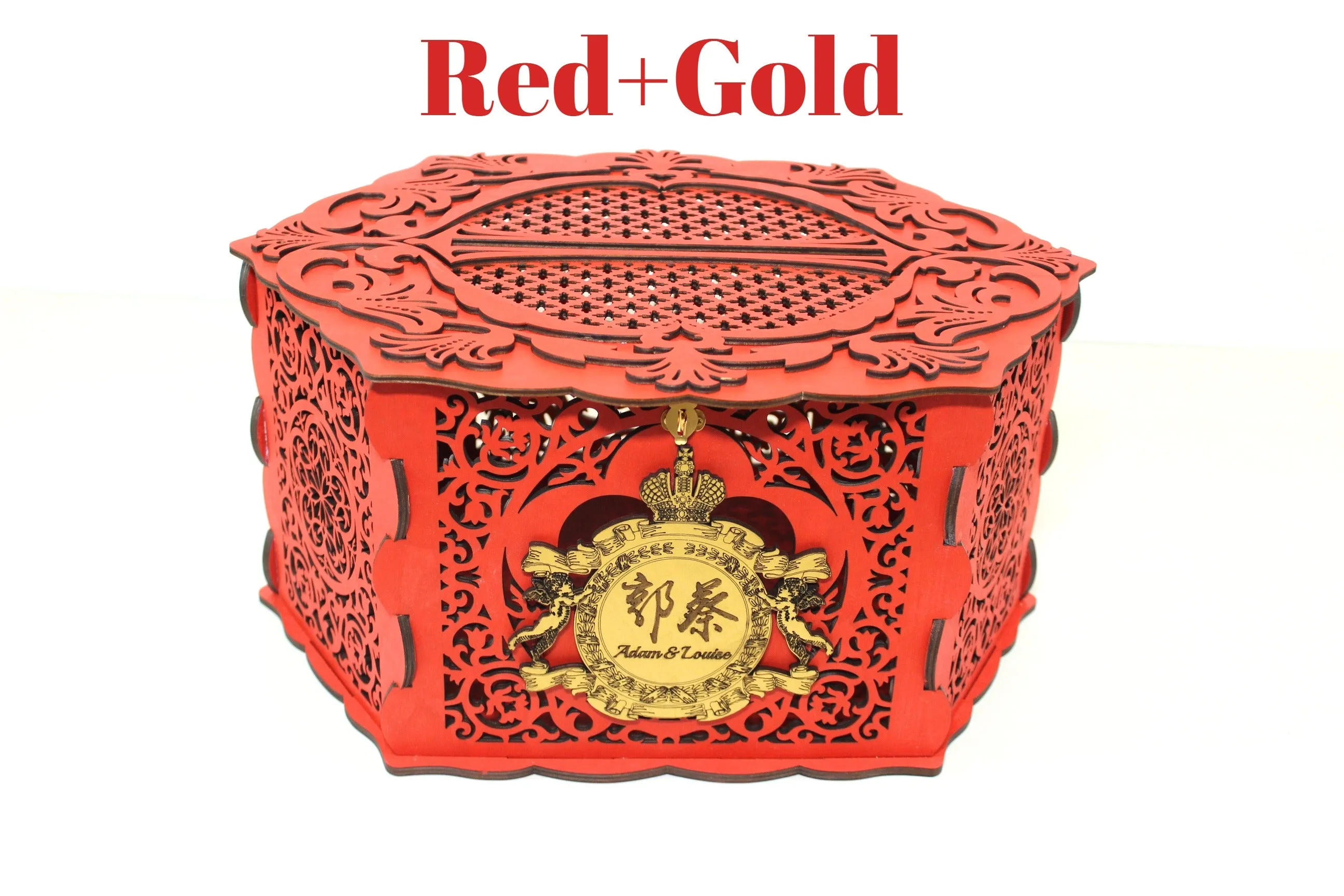Wedding Card Box Elegant With Lock and Slot, Money Gifts Box Handmade